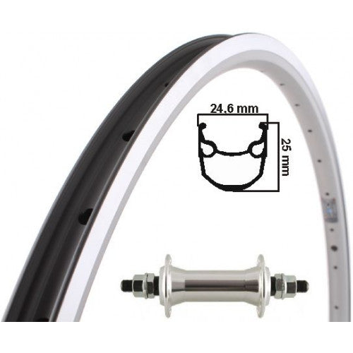 Kgs voorwiel 28 inch (622) velg zilver vaste as
