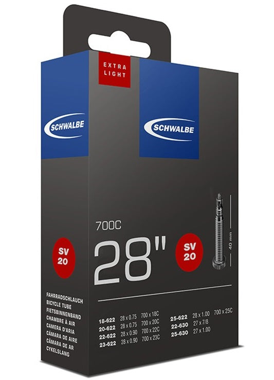 Schwalbe binnenband sv20 28 inch race 18/25-622 extra licht 65gr 40 mm
