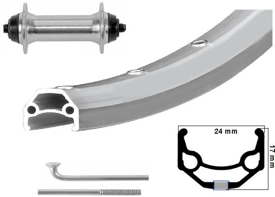 Kgs voorwiel 28 inch (622) velg primax str 20 zilver uitvalnaaf