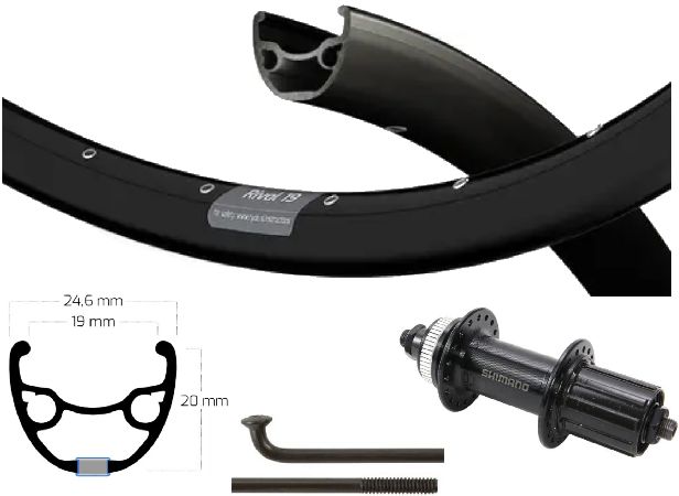 Kgs Achterwiel 28 inch (622) zac rival + spaak zw cass centerl 8-10 sp