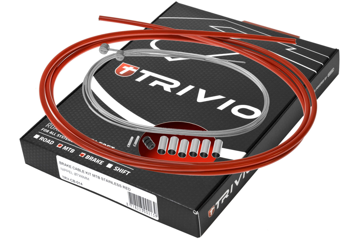 Trivio - mtb compleet remkabel kit rvs rood