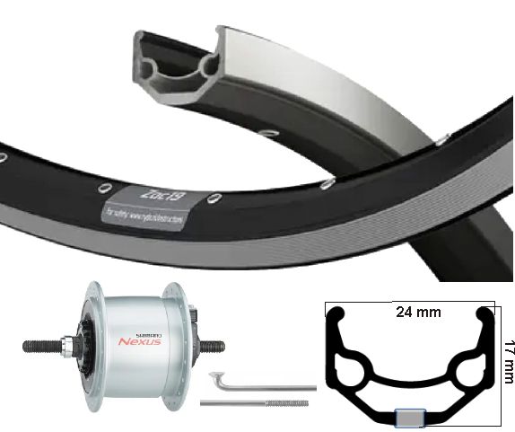 Kgs Voorwiel 28 inch (622) zac19 zw/zilv naafdyn.rb.brake 6v-3w uitval