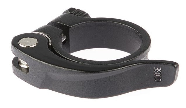 Tranzx zadelpenklem met snelspanner 31.8ø zwart op kaart