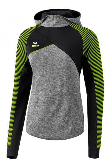 hoodie dames katoen/polyester grijs/zwart/lime maat 48