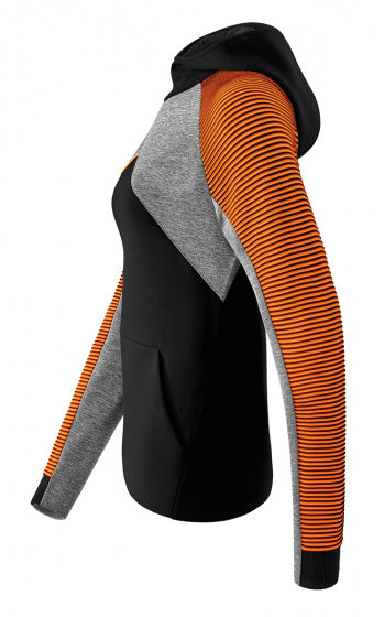 hoodie dames katoen/polyester zwart/grijs/oranje maat 44