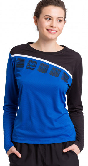 longsleeve 5-C dames polyester blauw/zwart maat 46