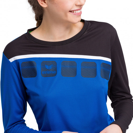 longsleeve 5-C dames polyester blauw/zwart maat 46