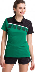 poloshirt 5-C dames polyester groen/zwart maat 42