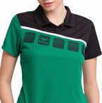 poloshirt 5-C dames polyester groen/zwart maat 42