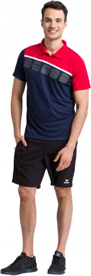 poloshirt 5-C heren polyester navy/rood/wit maat L
