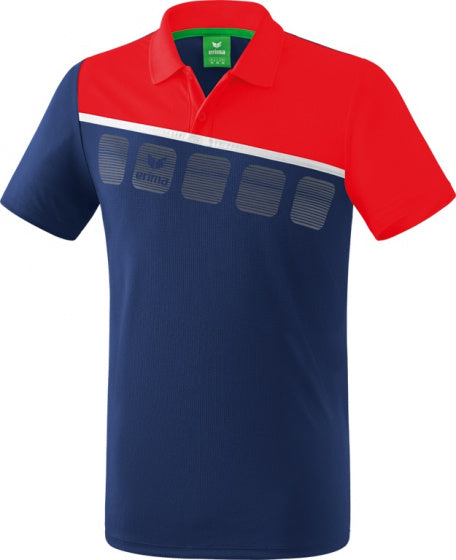 poloshirt 5-C heren polyester navy/rood/wit maat L
