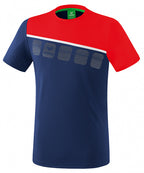 T-shirt 5-C heren polyester navy/rood maat L