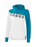 sweatshirt 5-C dames polyester wit/lichtblauw maat 40