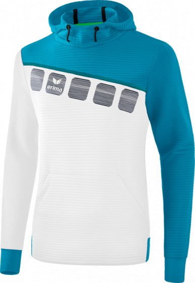 sweatshirt 5-C junior polyester wit/lichtblauw maat 128
