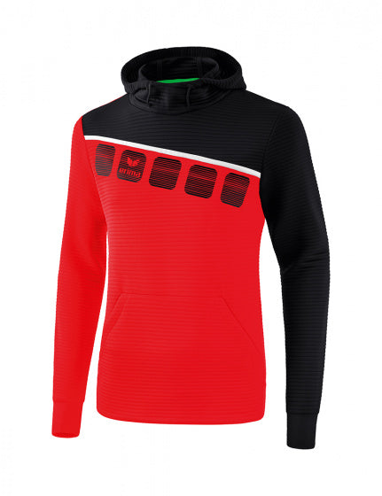 Erima Sweatshirt 5-C junior polyester rood/zwart/wit maat 128