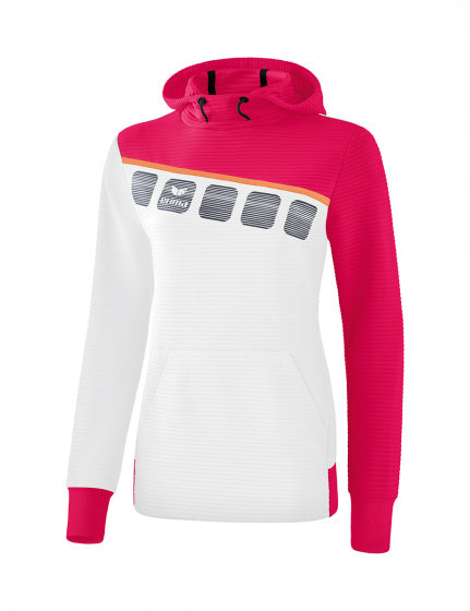 sweatshirt 5-C dames polyester wit/roze maat 42