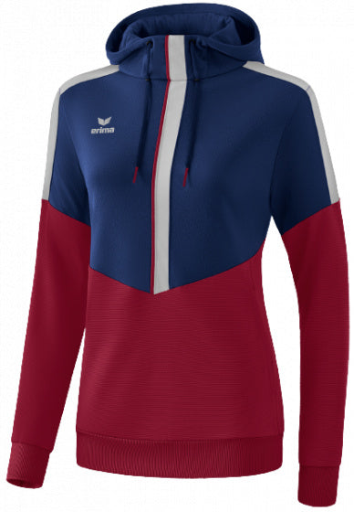 Erima Sweatshirt Squad dames polyester bordeaux/donkerblauw mt 34
