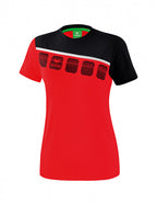 T-shirt 5-C dames polyester/mesh rood/zwart maat 40
