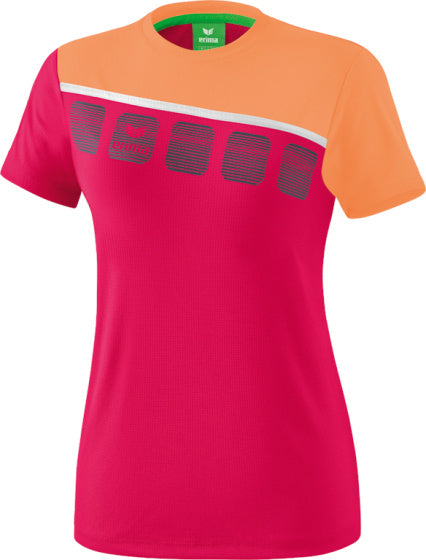 T-shirt 5-C junior polyester donkerroze/oranje maat 128