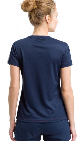 T-shirt Squad dames polyester navy/bordeaux maat 36