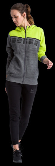 trainingsjack 5-C dames polyester grijs/geel maat 36