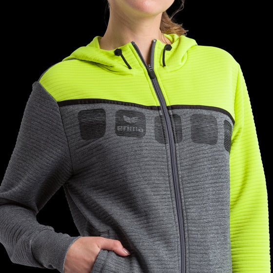 trainingsjack 5-C dames polyester grijs/geel maat 48