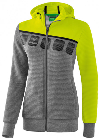 trainingsjack 5-C dames polyester grijs/geel maat 36