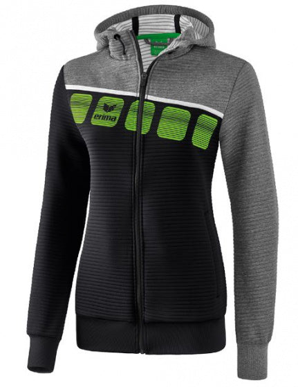 trainingsjack 5-C dames polyester grijs/zwart maat 48
