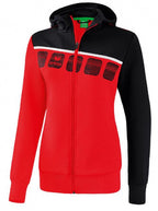 trainingsjack 5-C dames polyester rood/zwart maat 48