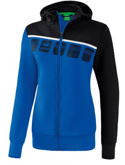 trainingsjack 5-C dames polyester blauw/zwart maat 48