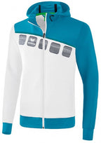 trainingsjack 5-C heren polyester wit/blauw maat L
