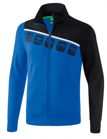 trainingsjack 5-C junior polyester blauw/zwart maat 128
