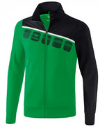trainingsjack 5-C junior polyester groen/zwart maat 140