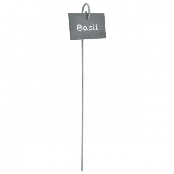 plantenlabel op pin 36 cm staal/leisteen grijs