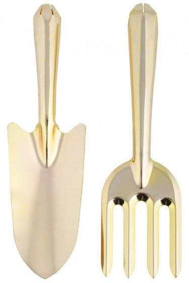 tuingereedschapset 8 x 27,8 cm staal goud