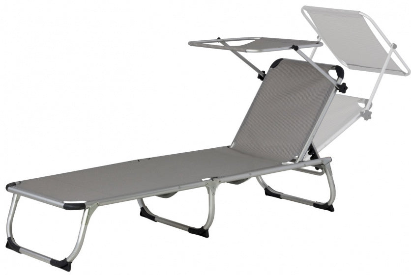 Eurotrail Ligbed Pebble Beach 57 x 188 x 30 cm aluminium grijs