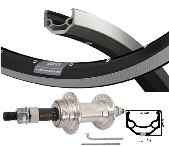 Kgs Achterwiel 28 inch (622) zac 19 zwart/zilver freewheel vast