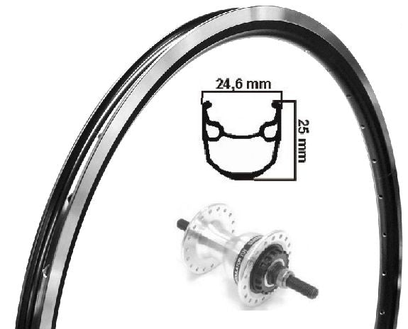 Kgs voorwiel 28 inch (622) stratos zwart/zilver rollerbrake vaste as