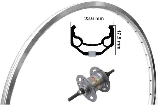 Kgs achterwiel 28 inch (622) alu/zac19 zilver nexus 3 rollerbrake