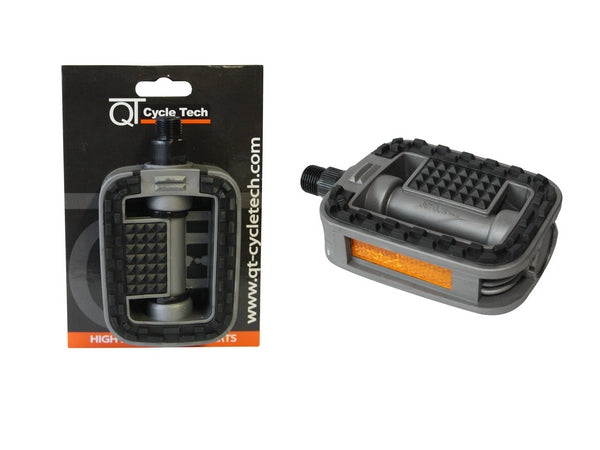 Qtcycletech Qt cycle tech stel anti slip pedalen zwart/grijs 3/16 op kaart