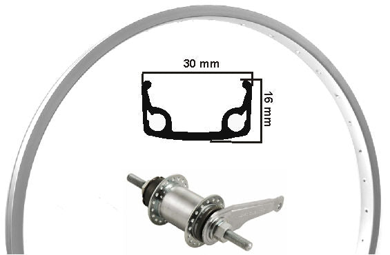 Kgs achterwiel 26x1.75 (559) alu leenfiets rvs spaak shimano remnaaf