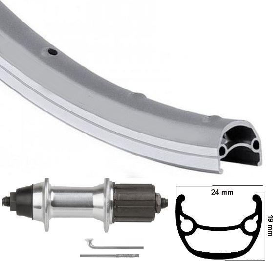 Kgs Achterwiel 28 inch (622) velg zilver cassette 8-9 speed uitval