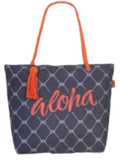 strandtas Aloha 38 x 20 cm polyester blauw/oranje