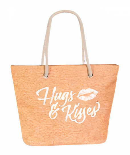 strandtas Hugs Kisses dames 41 liter polyester oranje