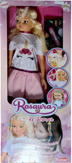 tienerpop Rosaura Unicorn meisjes 105 cm vinyl wit/roze