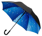 golfparaplu druppels 120 cm polyester zwart/blauw