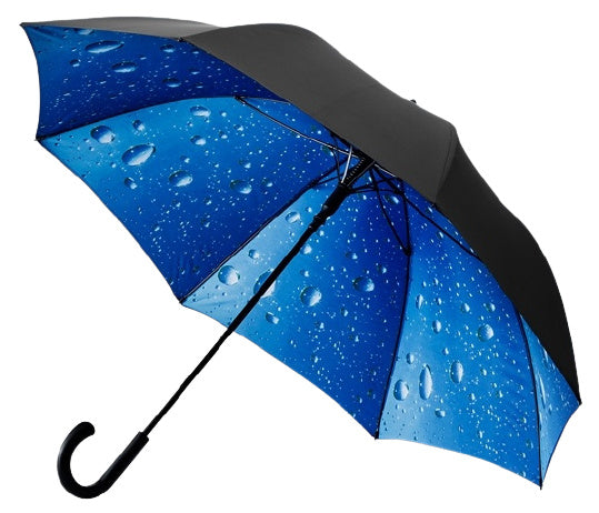 golfparaplu druppels 120 cm polyester zwart/blauw