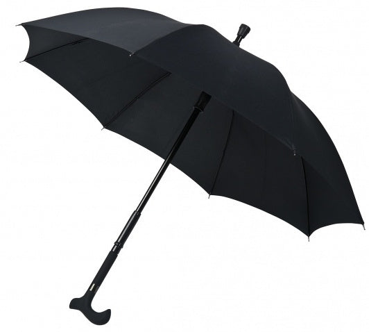 wandelstokparaplu handopening 102 cm polyester zwart