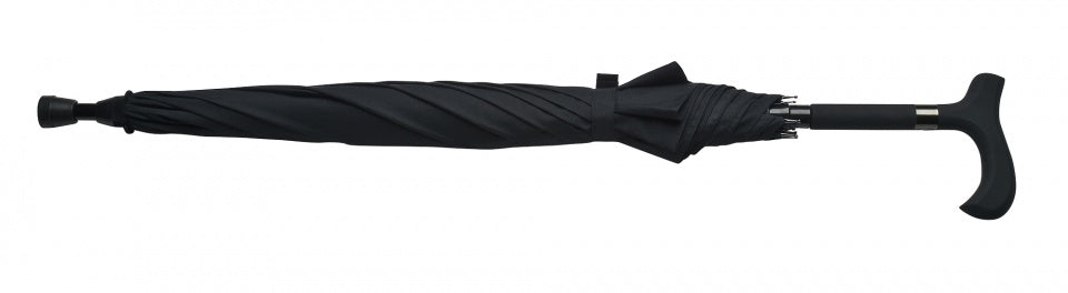 wandelstokparaplu handopening 102 cm polyester zwart