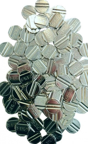 Fas Tafelvoetbaltokens staal zilver 100 stuks